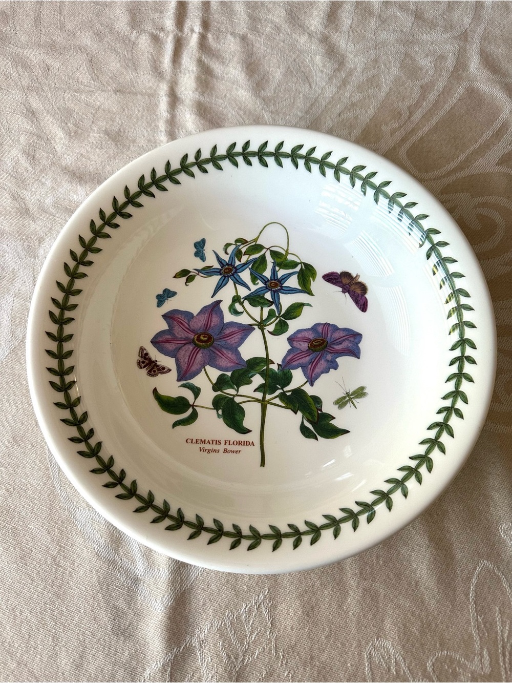 Portmeirion Botanic Garden 10.5” Rim Soup Pasta Bowl Clematis Florida England - Picture 2 of 7